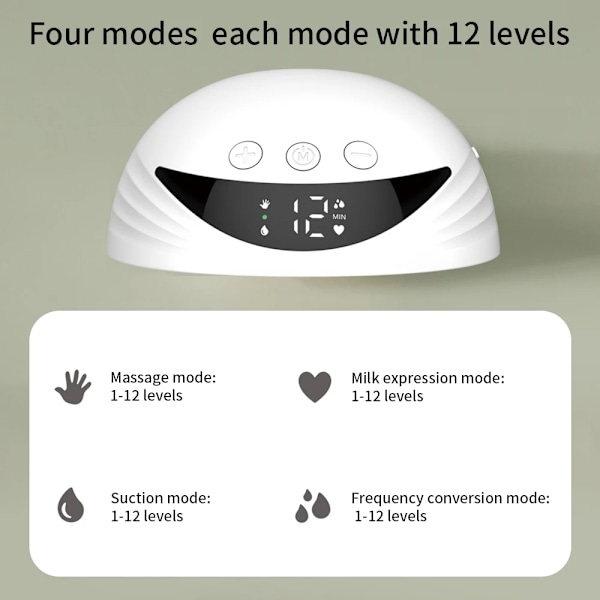 Bärbar Bröst Pump 210ML Large Kapacitet Handsfree Elektrisk Bärbar Bröst Pump BPA-fri med LED Display 4 lägen & 12 Levels