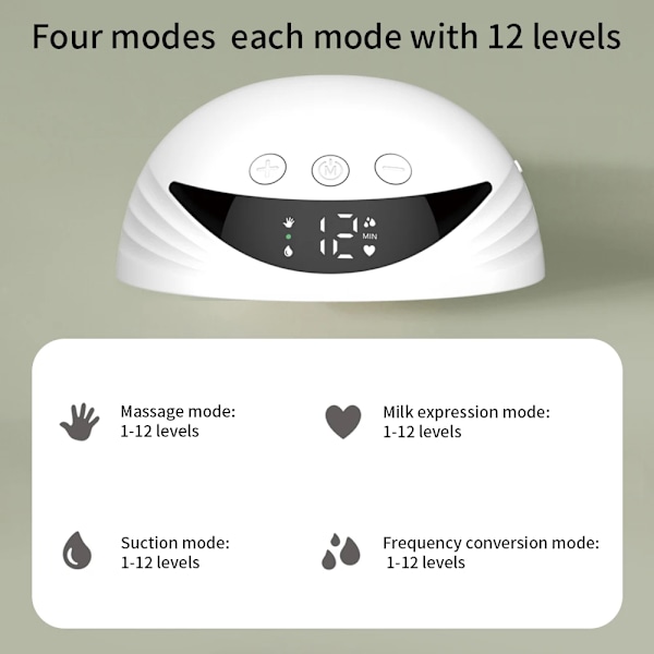 Bærbar bryst pumpe 210ml stor kapacitet håndfri elektrisk bærbar bryst pumpe BPA-fri med LED display 4 tilstande & 12 niveauer