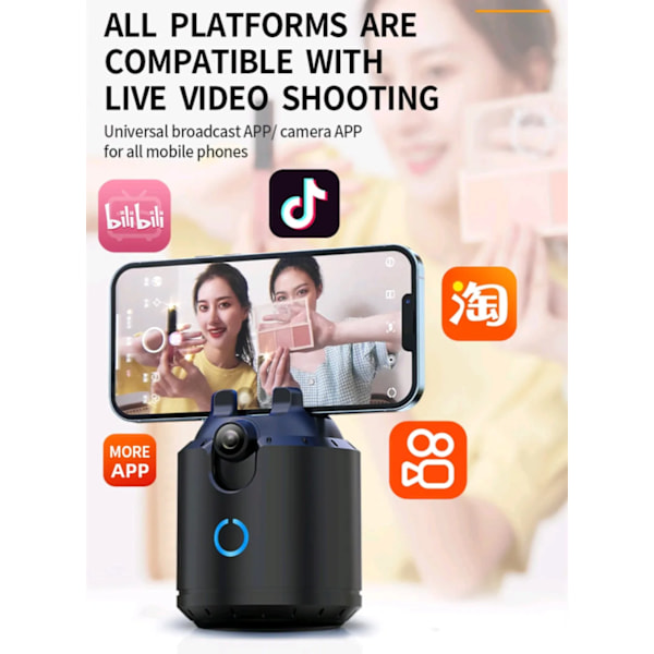 Auto Ansiktsspårning Telefon selfie stick Smart 360°rotationshållare AI Uppföljning video Vlogg Live Gimbal Stabilizer Stativ för mobil