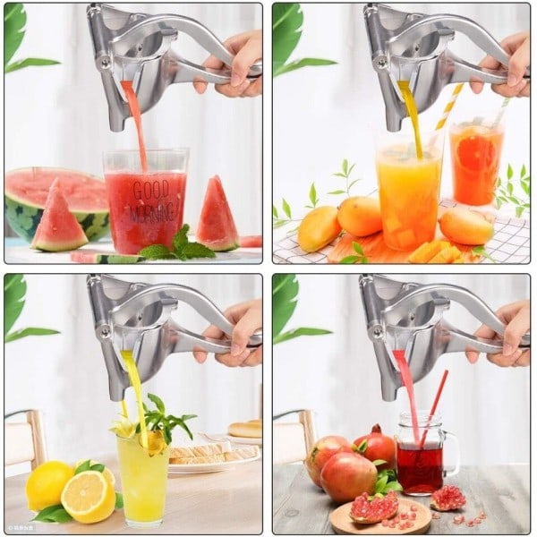 Manuell saft press aluminium legering hand tryck juicer granatäpple apelsin citron socker rör juice