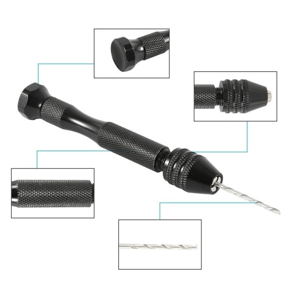 Mini Mikro Aluminium Hand Drill Med Keyless Chuck HSS Stål Twist Drill Bit