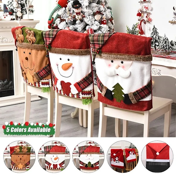 Jul Dekoration Jule Stol Betræk Julemand Claus Snemand Stol Sleeve