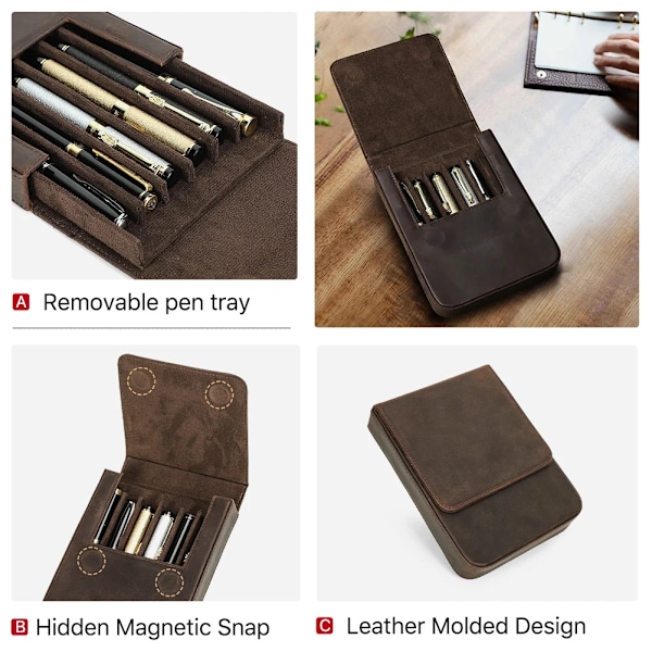 Läder penna hållare penna påse retro penna box organisator