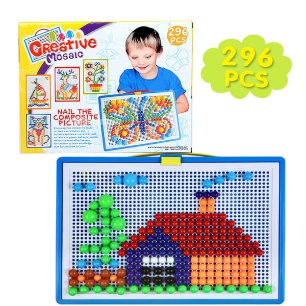 Lådpackad Säd Svamp Spik Pärlor Intelligent 3D Pussel Spel Jigsåg Bräde
