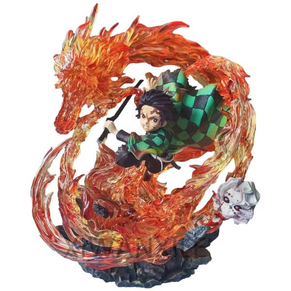 Demon Slayer Anime Figur Kimetsu no Yaiba Action Figure GK Kamado Tanjirou Figurine Samling Modell Doll Leksaker Med Ljus