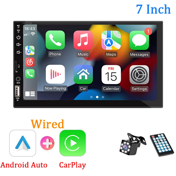 7 tommer Bil Radio 1 Din Carplay Android Auto Multimedia Player