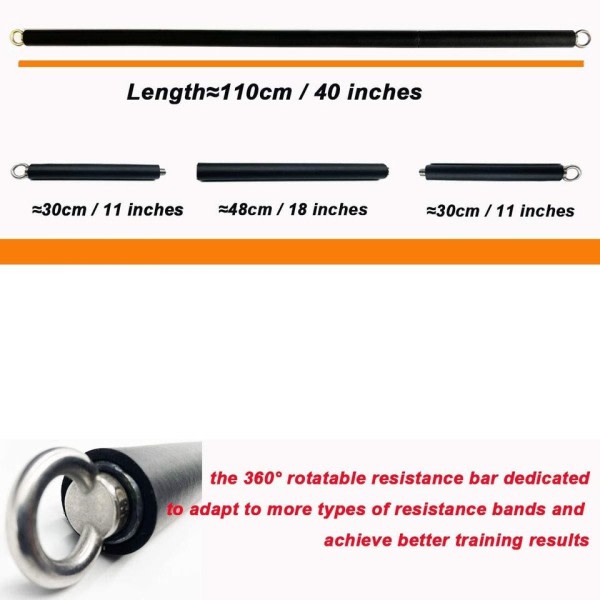 Workout Bar Passer Modstand Bands med Clip Bærbar Resistance Bands Exercise Bar