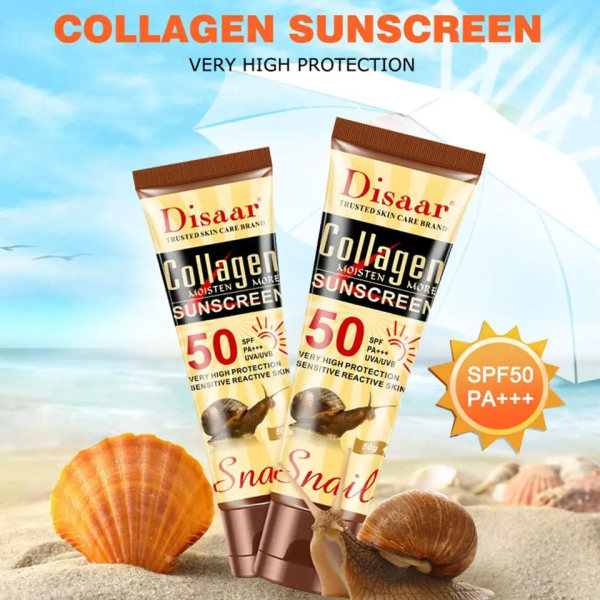 50g Collagen Snigel Solkräm Crème Protector Ansiktsbehandling Solar Sol Block Spf 50 Gel Isolation Lotion