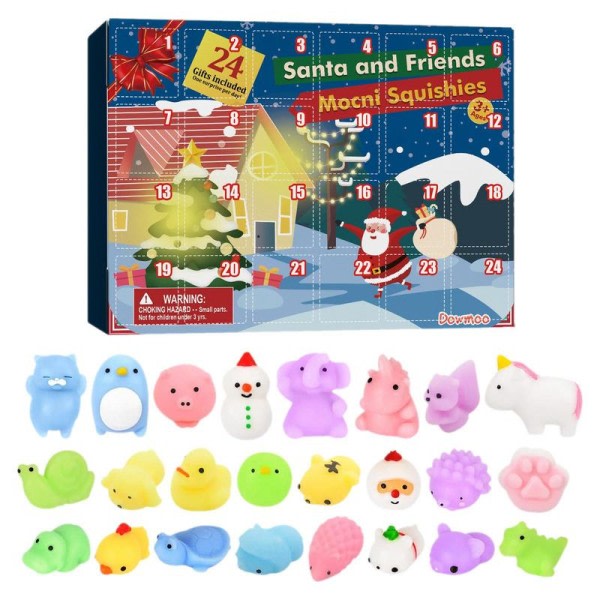 Jul advent kalender med udsøgt gave æske sød snemand mochi dyr nedtælling legetøj