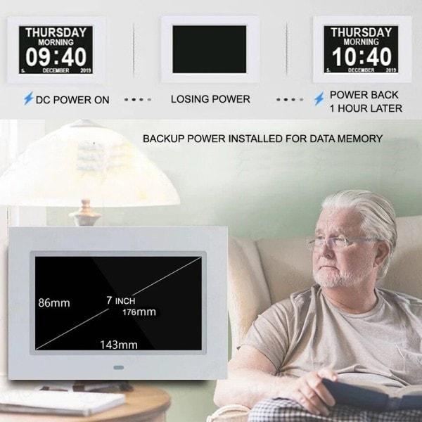 Alarmer Digital LED Kalender Ur med Multi Sprog display