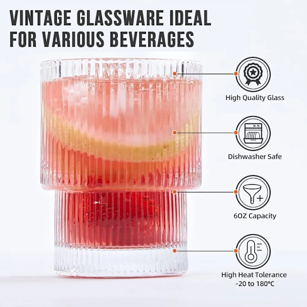 6 bitar glas Kaffe koppar Stablingsbara Glas Stripe Enkel Transparent Cocktail Bar Drycker Soda Vatten Juice Muggar