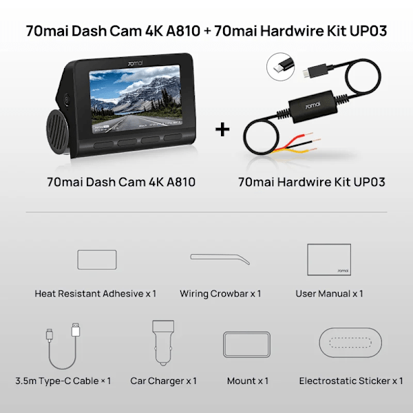 Ultra HD Indbygget GPS ADAS Auto Record 4G Car DVR Support Rear Cam