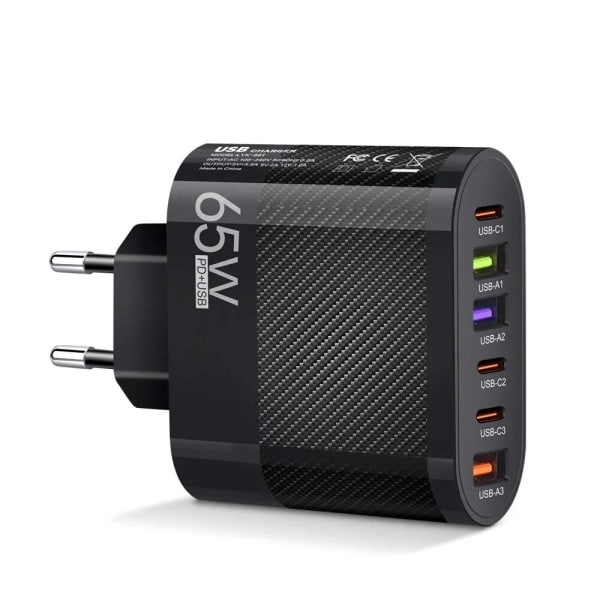 3.1A 6 in 1 3USB 3PD Laddare QC3.0 Snabb laddning Snabb laddare