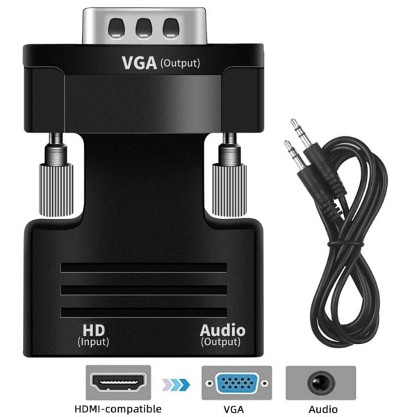 HDMI yhteensopiva uros VGA naaras sovitin HD 1080P ääni kaapeli muunnin