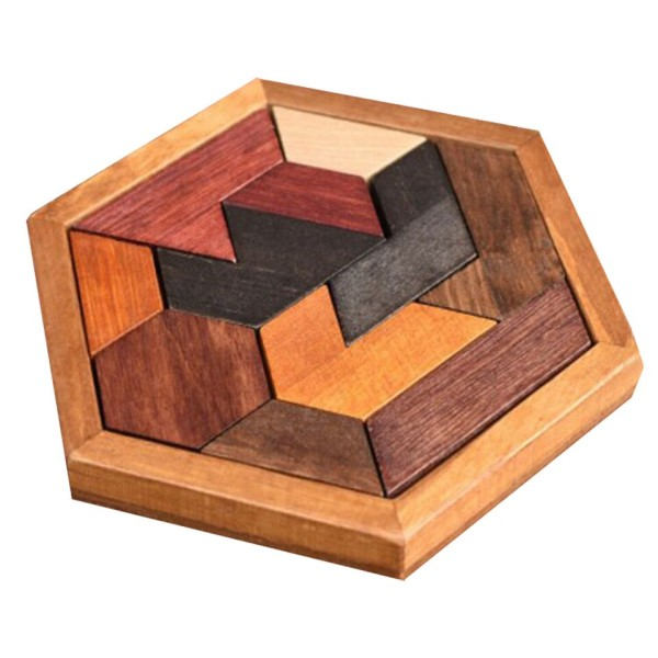 Hexagonal Trä Geometrisk Form Pulssåg Pussel Schack Spelbräda Montessori Leksaker Utbildningsunderrättelsetjänster leksaker