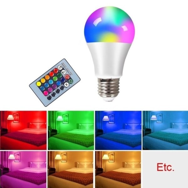 E27 LED RGB lamppu kohdevalo polttimo kaukosäädin ohjaus LEd polttimo