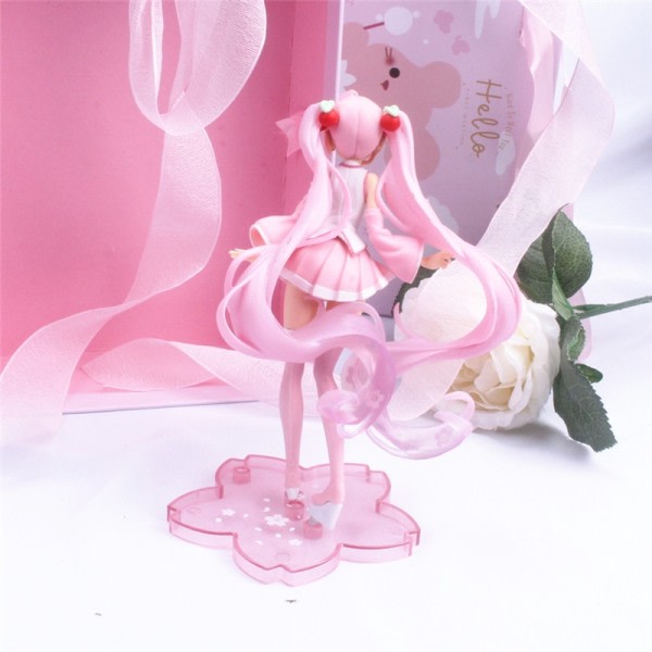 Anime Hatsune Miku Action Figur Miku Kawaii Samling Modell Rosa Sakura kawaiii docka