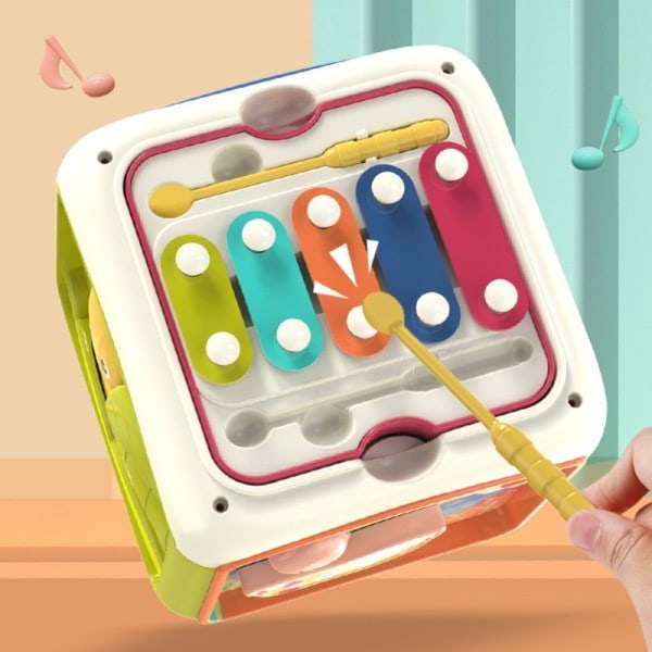7 I 1 Baby Aktivitet Kub Småbarn Leksaker Utbildnings Shape Sorter Musikal leksak