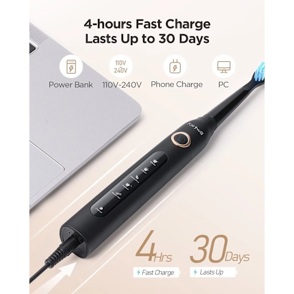 Elektrisk tandbørste USB Charge FW-507 Genopladelig Vandtæt Elektronisk Tand børster