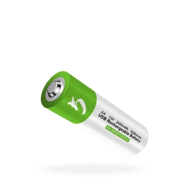 Høj kapacitet 1,5V AA 2600 mWh USB genopladeligt li-ion batteri