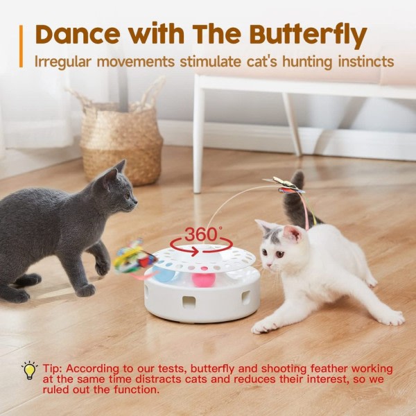 Kat legetøj 3-i-1 smart interaktiv killing legetøj fladderende sommerfugl tilfældig bevægende baghold FjerKattedunk klokke bane bolde