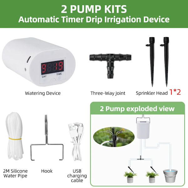 12 Pumpe Automatisk Plante Blomst Vanding Pumpe Hjem Sprinkler Dryp Vanding Enhed Pumpe Timer System Kit Have Værktøj