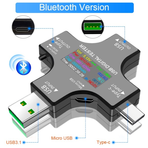 USB spänning testare ström mätare monitor multifunktionell snabb laddning ström detektion analysator
