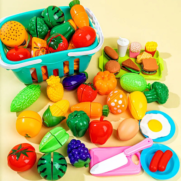 Plast Kök Leksak Set Skär frukt och grönsaker mat lek hus simulering leksaker