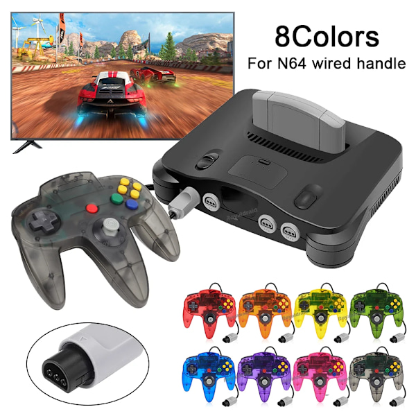 8 färger kabel spelplatta för N64 konsol joypad kontroll