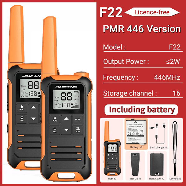 2 pieces Mini Walkie Talkie PMR FRS Lang Range Genopladelig Bærbar Børn Two Way Radio