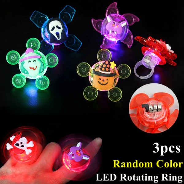 3 STK LED Glødende Finger Gyro Roterende Ring Børne legetøj
