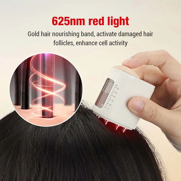 Hoved Hovedbund Massager 625nm LED Lys Vibration Massage Kam Væske Olie Applikator Hår Kam