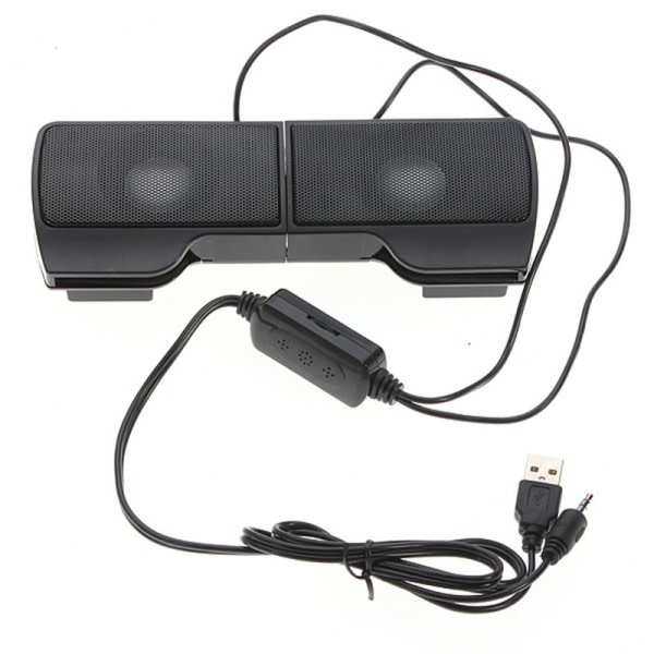 Mini Portable Clipon USB Stereo Speaker line Controller Soundbar