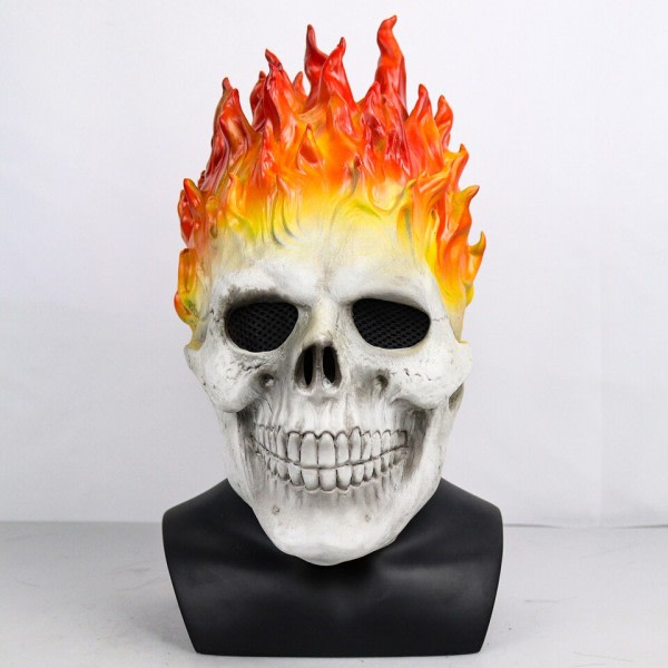 Halloween Ghost Rider Rød Og Blå Flame Skull Maske Skrekk Ghost Full Face Latex Masker