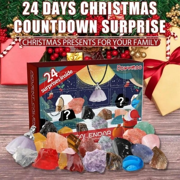 Advent kalender 24 stykker malm jul advent kalender naturlig mineral sten til læring indsamling