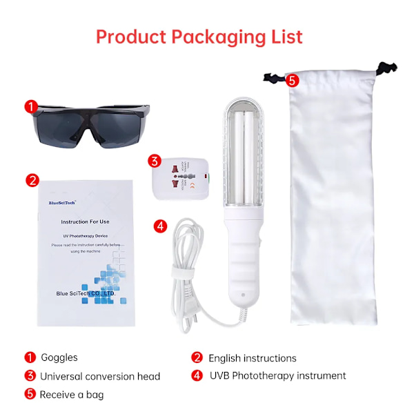 UVB Fototerapi Lampa Enhet för Vitiligo Behandling UV Smalt Band Ultraviolett Ljus terapi