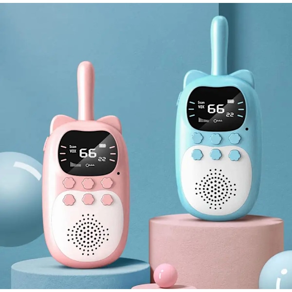 2 kpl Lasten Walkie Talkie Ladattava 1000mAh Kämmenlaite 0,5W 3km Radio lähetin