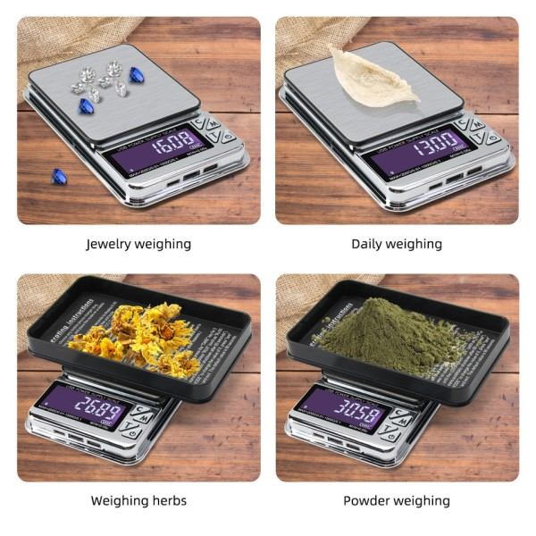 Høy presisjon rustfritt digital LCD elektronisk smykker vekt 200g/600g/1000gX0,01g Med telling balanse lomme vekt