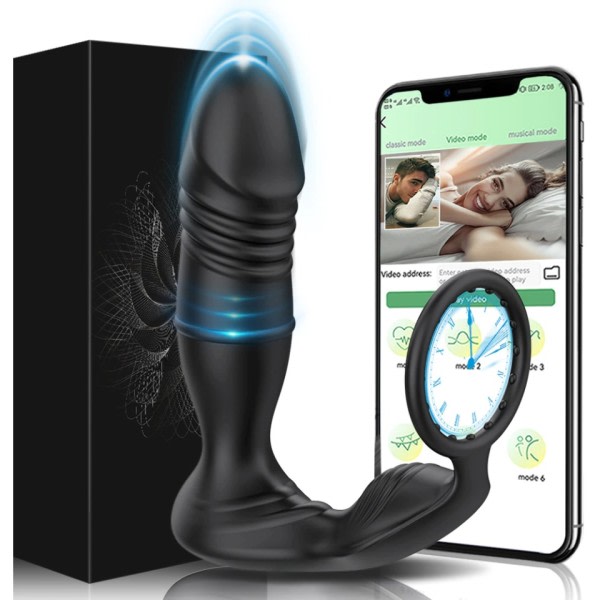 Man Tryckande Prostata Massager Bluetooth APP Vibrator för Män Gay Anal Plug Trådlös Fjärrkontroll Rumpa Plug Sex leksak