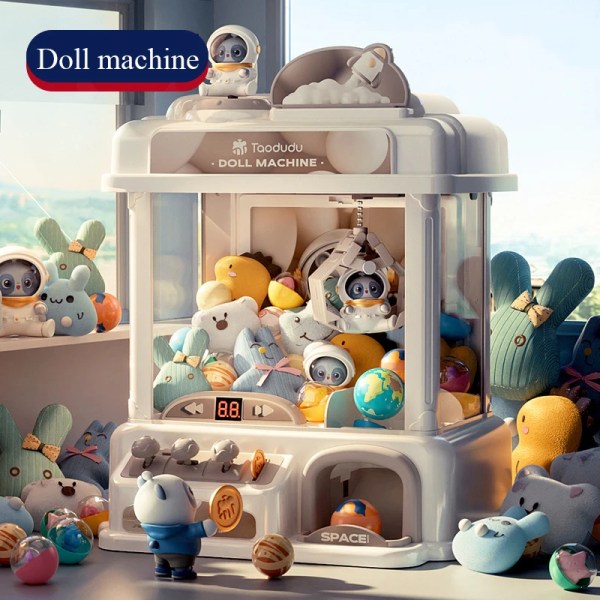 Stor størrelse Gjør-det-selv dukke maskin barn myntoperert lek spill mini klo fangst leke