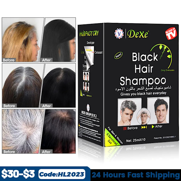10 stykker Dexe Hurtig Sort Hår Shampoo Kun 5 Minutter Hvid Bliv Sort Hår Farve