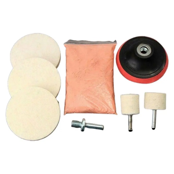 8 stykker 4 OZ Cerium Oxid Pulver Ur Glas Skærm Vinduer Polering Kit Rengøring Rads Fjernelse Polering Bagsidepude
