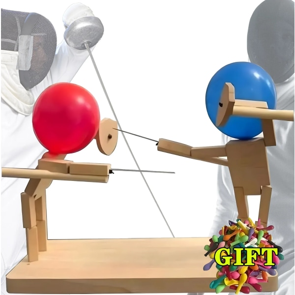 Ballong Bambu Man Slag Trä Robot Slag Spel för Två Familjssamling Fest Spel Bambu PK Puppet Set