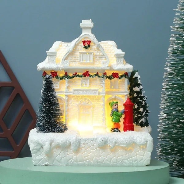Jul By Vit Underbart Hus  Byggnad Semester Dekorationer Harts Jul Träd prydnad
