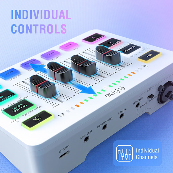 Spel USB Mixer Med 4-kanaler/XLR Mikrofon Gränssnitt/RGB, Ljud mixer