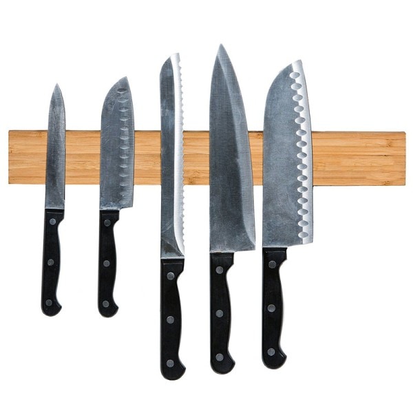 Kraftfull Vägg fäste Magnetisk Kniv Strip,Solid Bambu trä Kniv Rack,16 Inch