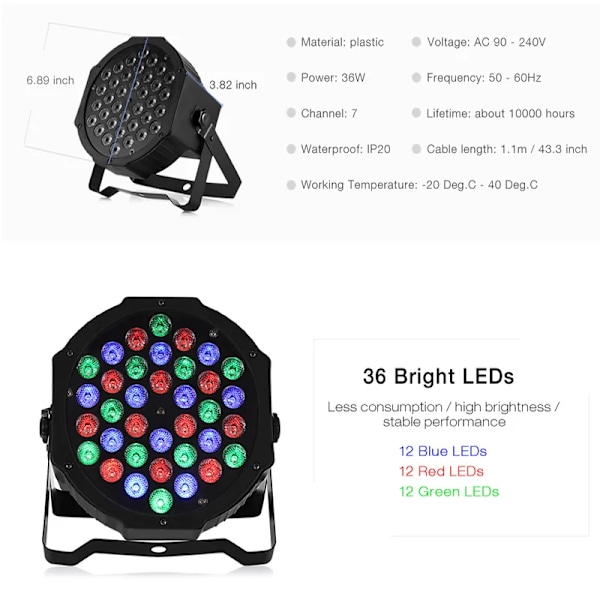 36W Professionell Disco ljus DMX512 Voice Control RGB LED Ktv Bar Party DJ Dekorativ Scen Ljus Effekt Projektor par lampa
