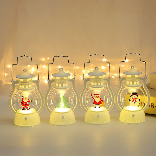 Jul Dekoration Hängande LED Retro Lantern Ljus Liten Olje Lampa Tomten Natt Ljus