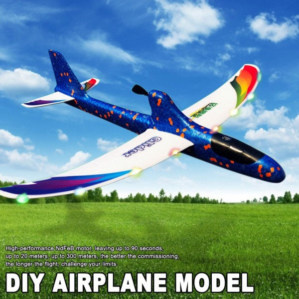 Flygplan Modell Gör-det-själv Med Ljus Barn Segelflygplan Launch Fuam El Hand Kasta RC Kondensator För Barn