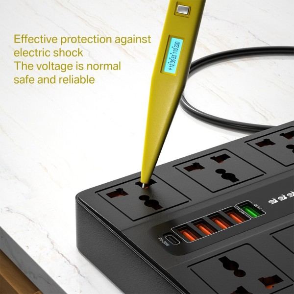 6 porttia 20W PD QC3.0 USB pikalaturi tyyppi C pikalataus asema sovitin 3000W 6 AC pistorasiat virta liuska
